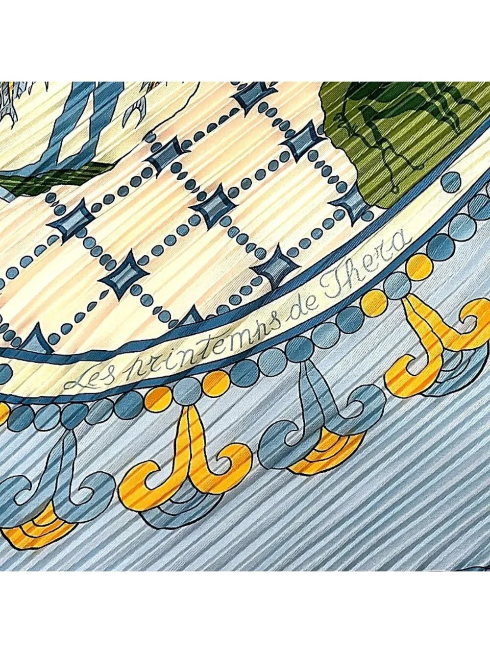 Hermes Pleated Carre 90 les Printemps de Thera Scarf Silk